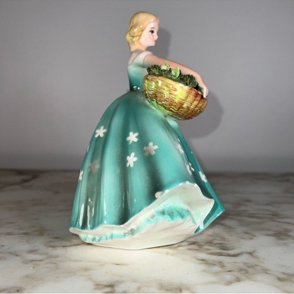 RARE Vintage ESD Porcelain Blonde Women Figurine 
Teal Floral Dress MR7922 Japan - Picture 5 of 11